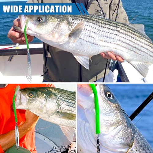 Saltwater Fishing Diamond Jig, 1pcs Casting Jigging Spoon Surf Fishing Trolling Lure Metal Jig with Tube Tail for Striper Bluefish Tuna Salmon 1oz 2oz 3oz 4oz - color: Green, size: 2oz