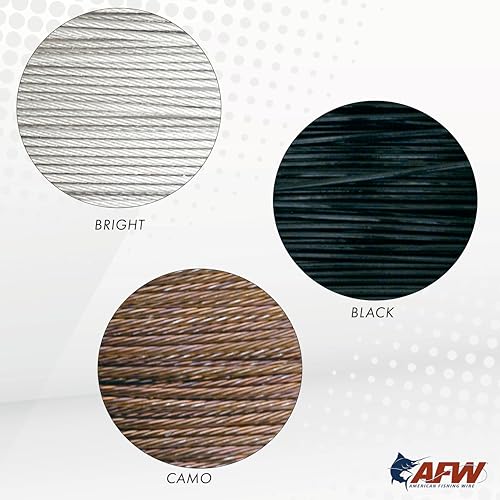 American Fishing Wire Surflon Micro Supreme Nylon Coated 7x7 Stainless Steel Leader Wire - Knottable Wire Leaders for Fishing Saltwater, Fly Fishing, 13lb Test - 90lb Test, Bright, Black & Camo Colors - color: Black, style: 5 Meter, 65 Pound Test