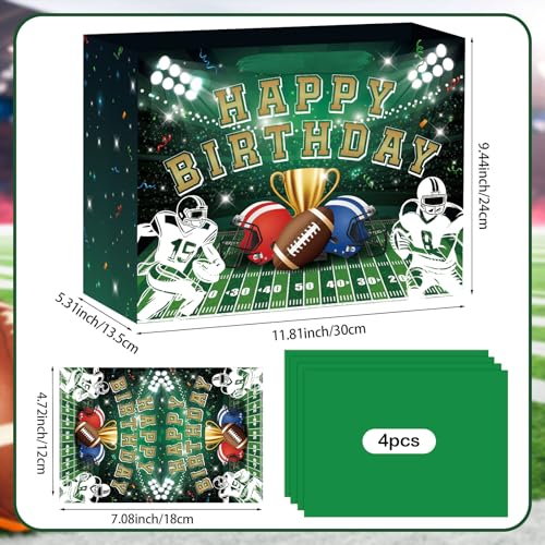 Hooqict Large Football Gift Bag with Handles, Tissue Paper and Greeting Card Football Birthday Party Gift Wrapping Bag for Boys Men Sport Themed Goodie Treat Party Favors - color: Rugby