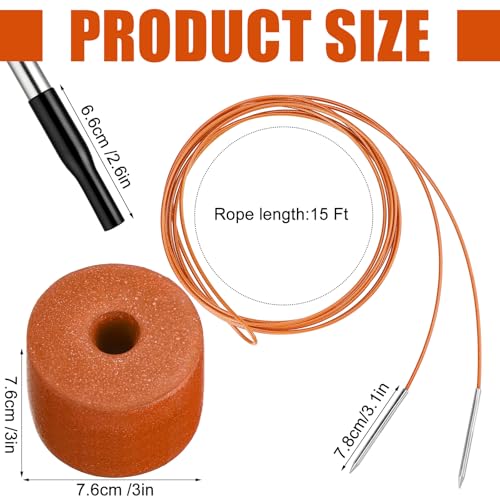 2 Pcs Fishing Stringer Heavy Duty with Float, Fish Stringer System, 15 ft 550lbs Fishing Holder with Metal Needle, Durable Rubber for Caught Fish Freshwater Saltwater Angling - color: Orange