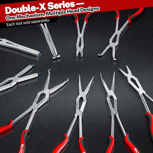 BILITOOLS 13" Extra Long Reach External Snap Ring Pliers, Double Joint Circlip Pliers for Tight Spaces, Wide Jaw Opening with Minimal Handle Spread for Automotive Removal Tool