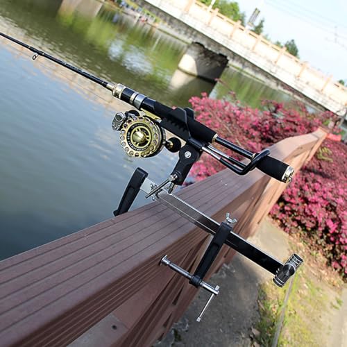 BESPORTBLE Fishing Pole Rack Fishing Pole Holder for Boat: 360 Degree Adjustable Rod Racks Folding Holder with 30cm Large Clamp Opening for Canoe Kayak Marine Rod Holders