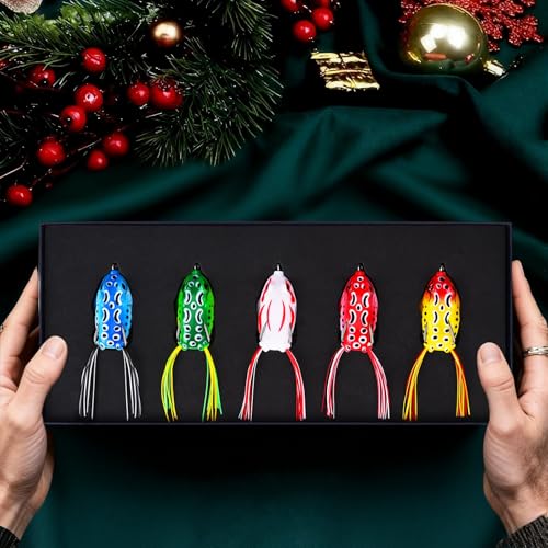 5PCS Frog Lures for TopWater Bass Fishing Lures,Freshwater and Saltwater Fishing Gear Kit for 2026 Surprise Gift - color: 5E