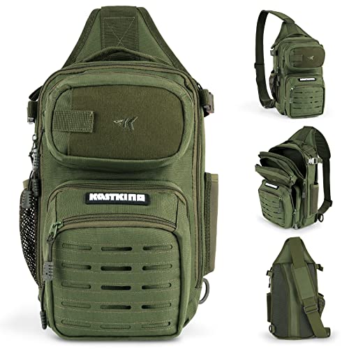 KastKing BlowBak Tactical Sling Tackle Bag-Lightweight Fishing Backpack Storge Fishing Gear and Equipment,Gift for Men - color: E: Green（14” X 8” X 6”）, size: Standard