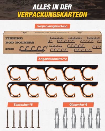 Ghosthorn Fishing Rod Holders for Garage Fishing Pole Holders Ceiling or Wall Mounted Fishing Rod Rack garage Storage Organizer Fishing Gear Equipment for Men Women (Orange, 1 Pack) - size: 1 pack holds up 5 rods, style: Orange