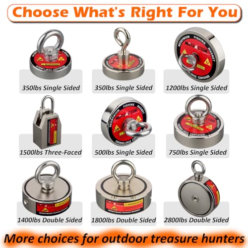 MUTUACTOR Fishing Magnet Kit,1800lbs Double Sided Fishing Magnets Heavy Duty,Φ3.7''Permanent Neodymium Magnet with 65Ft Salvage Rope Sturdy Gloves Bag for Retrieval and Recovery of Treasure - style: 1800lb Magnet(Double Sided)--Φ 3.7"