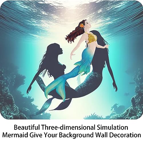 John's Studio Metal Mermaid Sea Wall Decor Outdoor Garden Hanging Art Sculptures Home Ocean Theme Decorations for Kitchen Bathroom and Pool - 14.9Inches - color: Metal Mermaid