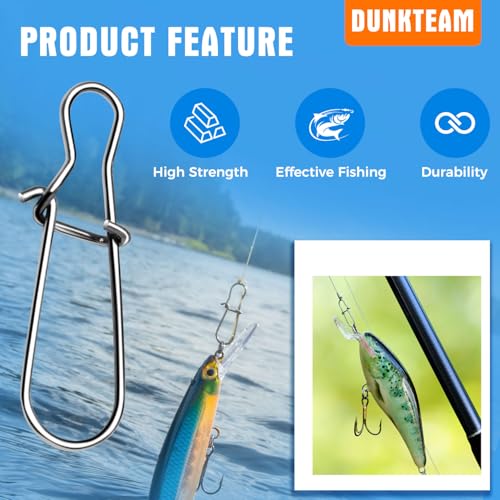 100PCS Size 0-8 Stainless Steel Duo Lock Snap Clip Swivel Lure Snaps Fishing Clips Swivels Fishing Tackle Kit Fishing Snaps Clip High Strength Fishing Gear Hooked Snap - size: #5-80lb-100PCS