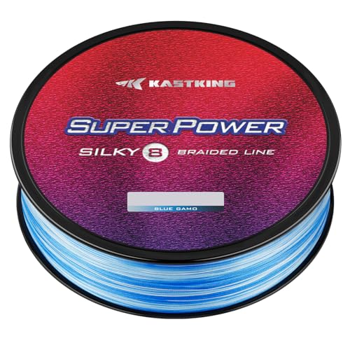 KastKing SuperPower Braided Fishing Line - Abrasion Resistant Braided Lines – Incredible Superline – Zero Stretch – Smaller Diameter – A Must-Have! - color: X8-Blue Camo, size: 30LB(150 Yds)
