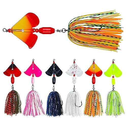 Spinnerbait Fishing Lures Kit Set, 6pcs Bass Fishing Buzzbait Multicolor Bass Trout Salmon Metal Spinner Baits Swim Jigs Freshwater Saltwater Fishing - color: Style B-6pcs