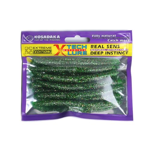 Fishing Soft Plastic Lures - 10pcs Rubber Worms for Fishing Bass, 3.93" Watermelon Color, for Freshwater & Saltwater Fishing - color: Green Pumpkin & Watemmelon Laminate