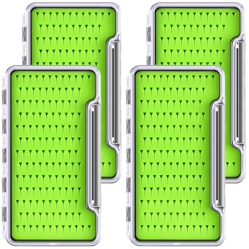 RoundFunny Fly Boxes for Fly Fishing Silicone Waterproof Fly Fishing Box Super Slim Fly Fishing Tackle Trays Box Best Pocket Storage Size 7.36"L x 0.63"W x 4.02"H Could Holds 134 flies(Waterproof)