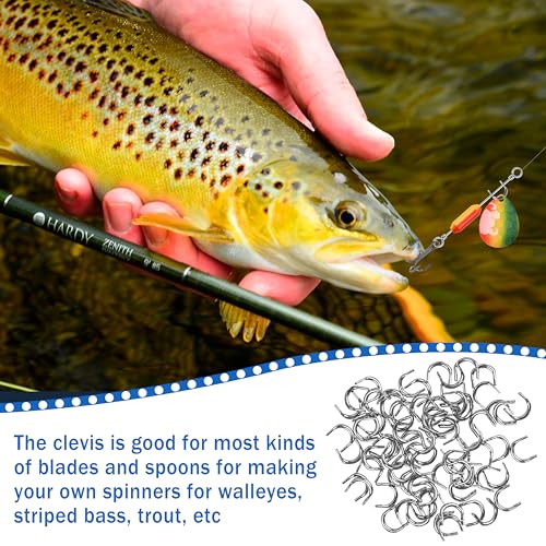 Shaddock Fishing Spinner Clevis Kit, Quick Change Spinner Easy Spin Clevis for Lure Making Spinnerbait Parts Crawler Harness Spinner Supplies Walleye Rig Accessories Freshwater Saltwater - color: Silver-240pcs