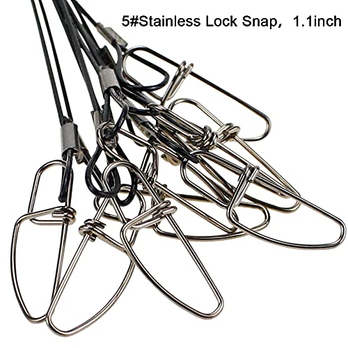 Joyiii 20Pcs 19inch Over 100Lb Fishing Wire Leaders Heavy Duty Fishing Stainless Steel Wire Leaders with Swivels and Snaps