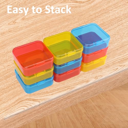 Mathtoxyz Bead Organizer Box(Red,Yellow,Blue), 93Pcs Small Bead Organizers and Storage Plastic Cases Mini Clear Containers Boxes with Hinged Lid and Rectangle for Bracelet Making DIY Jewelry Craft - size: BlueRedYellow - 3P