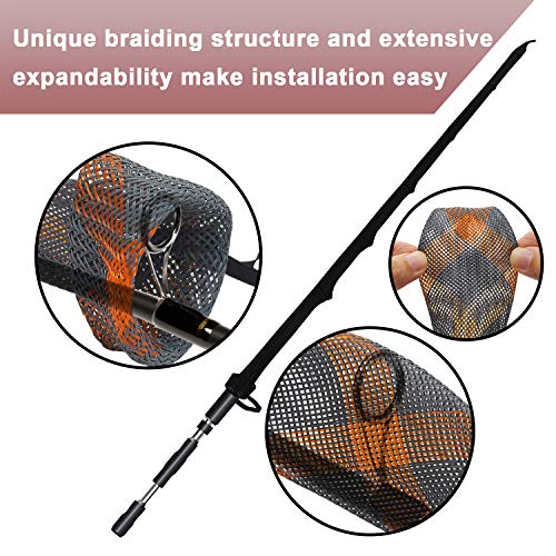 Fishing Rod Cover - 4 Pack Rod Sleeve Socks with Lanyard for Fly, Spinning, Casting, Sea Fishing - color: Orange*1, Gray*1, Gray & Orange*1, Multicolor*1