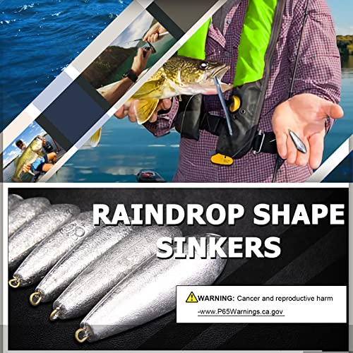 AMYSPORTS Drop Shot Fishing Weights Kit Lead Freshwater Fishing Sinkers Bass Casting Removable Fishing Weights Saltwater Streamlined - size: Size4 (2.1oz.) 8 pcs