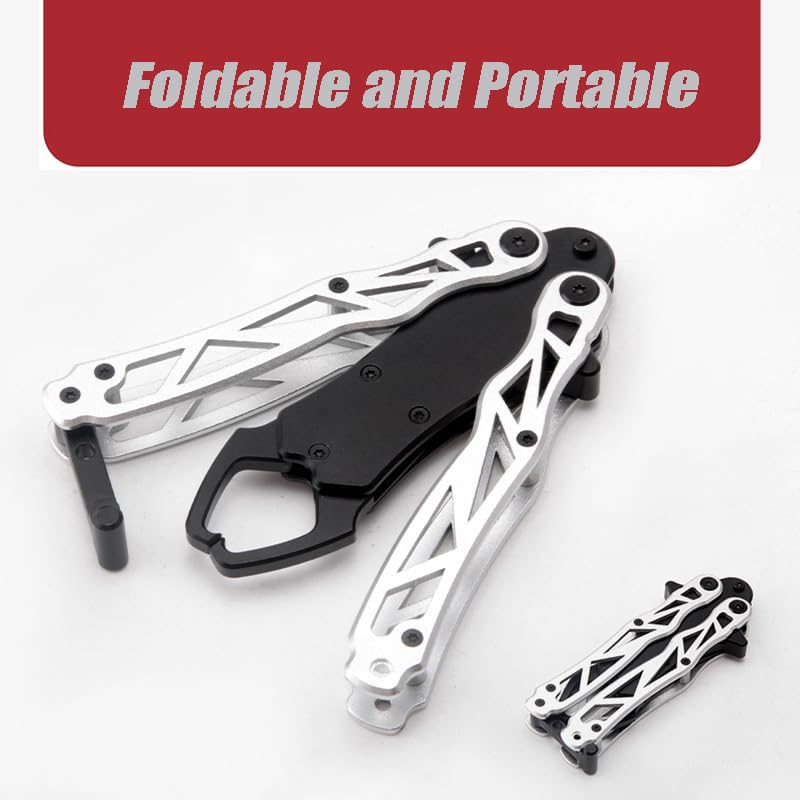 Ashconfish Fish Lip Gripper Pliers - Upgraded Muti-Function Aluminum Alloy Hook Remover and Split Ring Pliers for Fly Fishing, Ice Fishing, Fishing Gear (Black) - color: Black