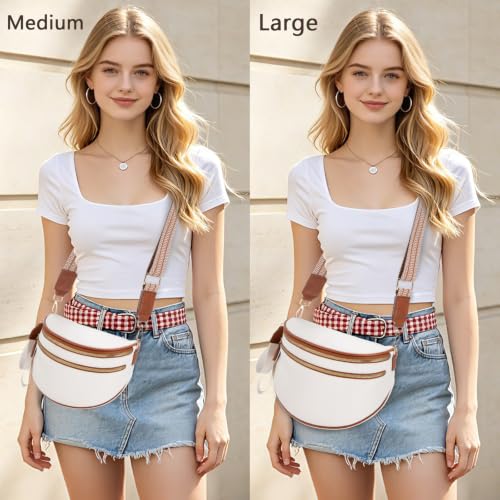 oscaurt Leather Crossbody Bag Bum Bag for Women Large Sling Bag Cross Body Purse Shoulder Handbag Fanny Pack - color: Beige, size: Medium