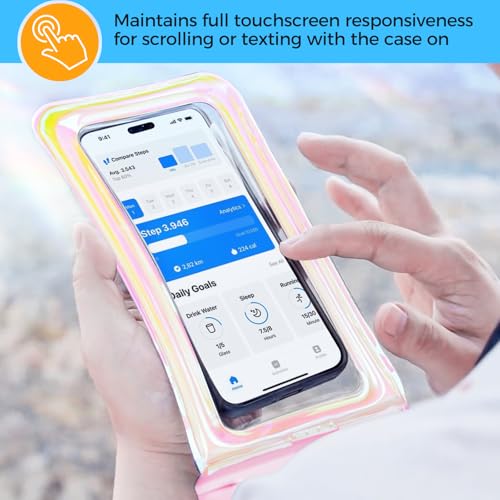 ProCase 2 Pack Floating Waterproof Phone Pouch IPX8, Universal Dry Bag Fits iPhone 17/16/15/14/13 Series,Galaxy S24/S23/S22, Pixel 8/7 (Up to 7”),Touchscreen, Underwater & Snow Protection -Pinkblue - color: Pink/Blue