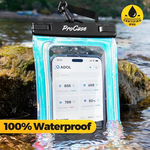 ProCase 2 Pack Floating Waterproof Phone Pouch IPX8, Universal Dry Bag Fits iPhone 17/16/15/14/13 Series, Galaxy S24/S23/S22, Pixel 8/7 (Up to 7”), Touchscreen, Underwater & Snow Protection -Sparkle - color: Sparkle