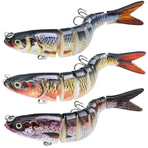 Fishing Lures for Bass Trout Topwater Multi Jointed Swimbaits Slow Sinking Bionic Swimming Lures Bass Freshwater Saltwater Bass Lifelike Fishing Lures Kit - color: Combo Q