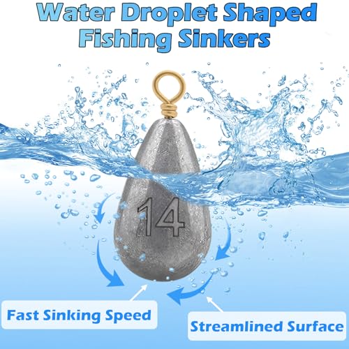 30pcs Bass Casting Drop Shot Sinker Weights Lead Bell Fishing Weights Sinkers with Brass Swivel for Catfish Saltwater Freshwater - size: 1/4oz-30pcs