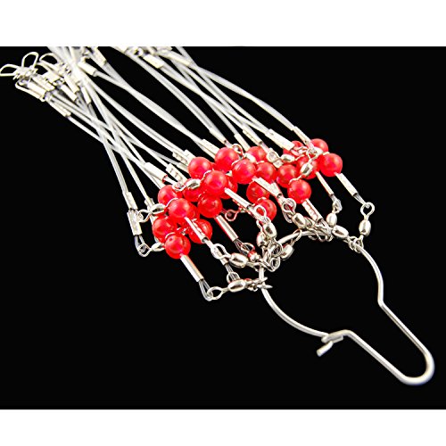 Mono Fishing Leader Rigs with Swivel Snaps Saltwater Surf Fishing Bottom Rigs High Strength Drop Fishing Rig 1 Arm and 2 Arm Nylon Leader Wire Leader Rigging for Lures Bait Hooks - size: 13.8inch with 1 Arm