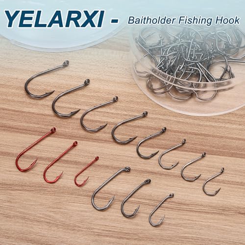 Bait Holder Fishing Hook, High Carbon Steel Double Barbed Fishing Hooks Closed Eye - style: 4#