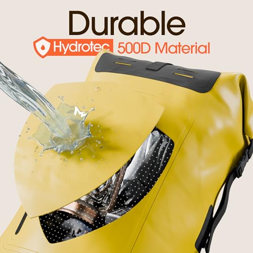 Earth Pak Waterproof Backpack - Heavy Duty Roll-Top Closure with Easy Access Front-Zippered Pocket and Cushioned Padded Back Panel for Comfort with IPX8 Waterproof Phone Case, Yellow, 85L, Messenger - color: Yellow, size: 85L
