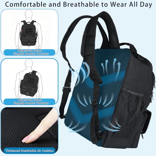 Fishing Backpack with Tackle Boxes,Fishing Sling Tackle Bag with Rod Holder Waterproof Fishing Bag with Fishing Gear, Fishing Gifts for Men Women Gear Combo Kit,Black - color: Black