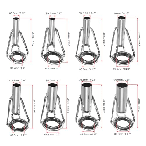 PATIKIL Fishing Rod Tip Repair Kit Stainless Steel Ring Guide for Saltwater Freshwater Fishing - color: Black,Silver