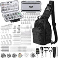 397 Pcs Fishing Accessories Kit Tools Include Backpack Fishing Tackle Box with Hooks Weights Sinkers Spinner Blade Gear - color: Black, size: Simple Style