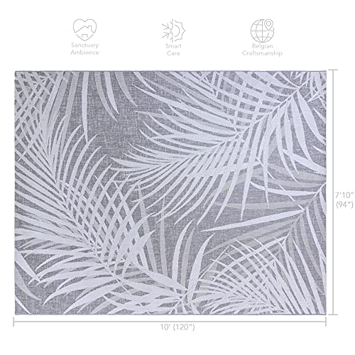 Gertmenian Indoor/Outdoor Flatweave Area Rug - 8x10 Large, Stain & UV Resistant, Ideal For Deck, Patio, Poolside, Mudroom - Royal Palm Leaf, Gray, 21951 - color: Royal Palm Leafs Gray, size: 7'10" x 10' (Rectangular)