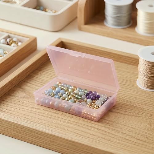 LJY 12 Pieces Rectangular Empty Mini Clear Plastic Organizer Storage Box Containers with Hinged Lids (5.3 x 3.1 x 1.2 inch, Pink) - color: Pink, size: 5.3 x 3.1 x 1.2 inch