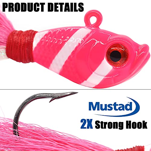 Bucktail-Jigs-Saltwater-Hair-Jigs-Head -Fishing-Lures-Assorted Kit - color: Assortment 5 Pack（5 colors）, size: 1/2oz(14g)