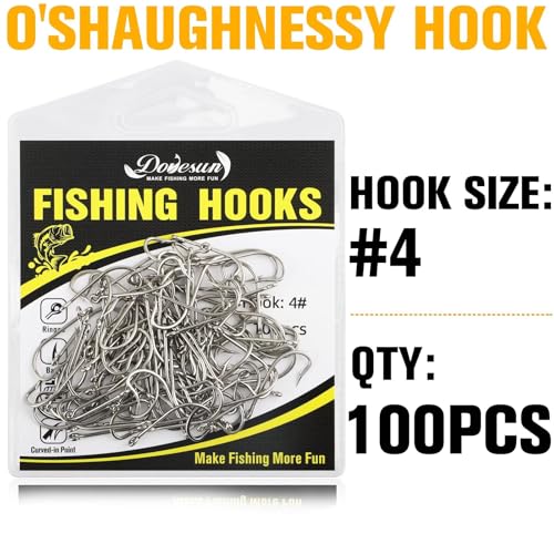 Dovesun Fishing Hooks Saltwater O'Shaughnessy Fishing Hooks 100/80/70/60/50pcs Stainless Steel Forged J Hooks Trolling Sea Bass Striper Cod Bluefish Striped Bass 1# 2# 4# 6# 1/0-8/0 - color: Size:4#*100PCS