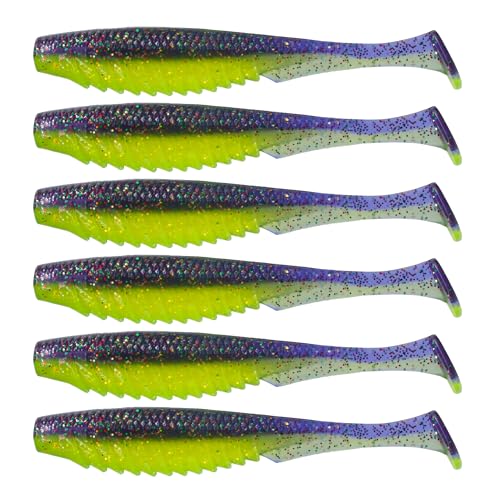 6th Sense – Party Paddle 4.3" – Saltwater Swimbait – Inshore Fishing – Redfish/Trout/Snook – Paddle Tail Soft Plastic - color: Roach Lime