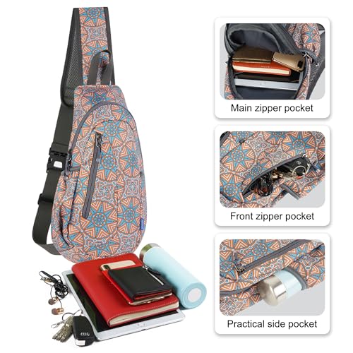 TITECOUGO Small Sling Bag, Lightweight Crossbody Backpack for Men Women, Shoulder Bag for Sports and Outdoor - color: Mix-floral Pattern