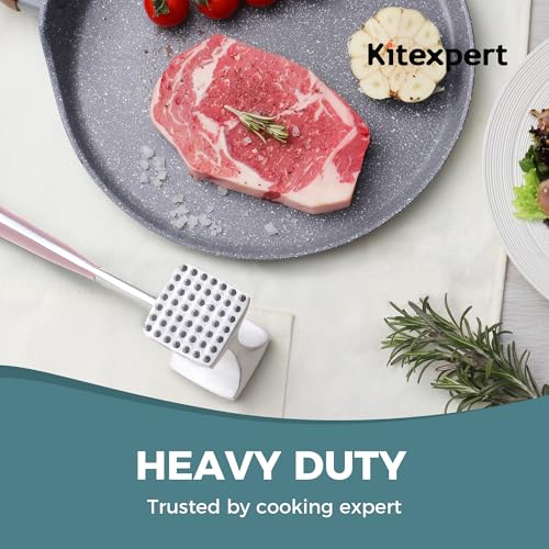 KITEXPERT Meat Tenderizer Hammer with Comfortable-Grip Handle, Dual-side Mallet for Kitchen, Heavy Duty Pounder For Tenderizing Steak, Beef and Fish, Pink - color: Pink