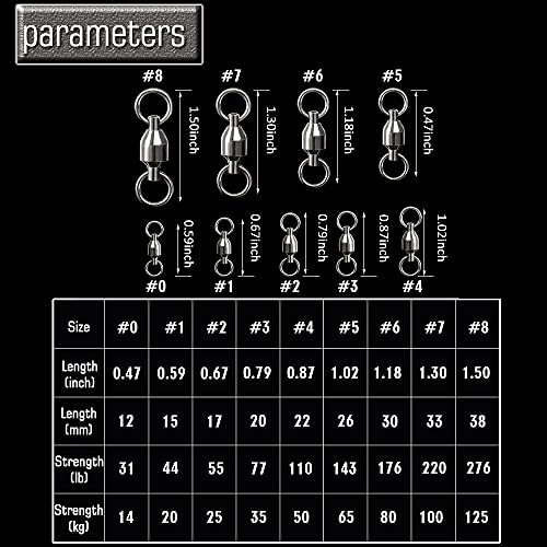 AMYSPORTS Barrel Ball Bearing Swivel Saltwater Rolling Fishing Swivels Stainless Steel High Strength Connector Bearings Solid Welded Rings Black Nickel - size: Size 6+6 (176lb) 25 pcs