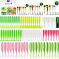 Dovesun Crappie Lures with Jig Heads Kit, Soft Plastic Grubs-Tube Baits 1/8oz 1/16oz 1/32oz Crappie Jigs Walleye Trout Bass Crappie Baits 95-120pcs - color: C-110PCS-Crappie Lures(small)