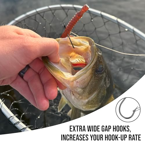 Reaction Tackle Wide Gap Wacky Hooks, Weedless Worm Hooks for Bass, High Carbon Steel Hooks for Stick Worm Soft Plastics, Neko Rig and Finesse Fishing (25-Pack) - size: #3/0 Fiber Guard