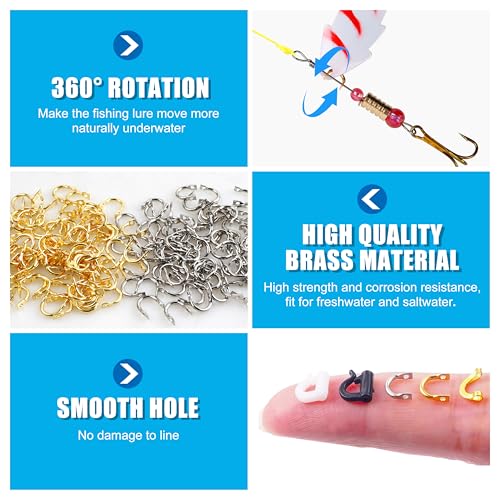 Shaddock Fishing Spinner Clevis Kit, Quick Change Spinner Easy Spin Clevis for Lure Making Spinnerbait Parts Crawler Harness Spinner Supplies Walleye Rig Accessories Freshwater Saltwater - color: Brass-240pcs