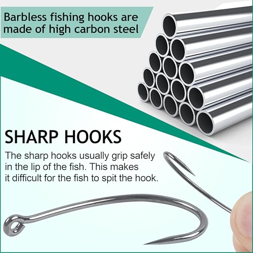 Barbless Fishing Hooks Curve Shank Carp Trout Circle Hooks Crank Fly Tying Hooks Carp Leader Hair Bait Rigs Fishing Accessoires for Freshwater Saltwater - size: 8#_80pcs