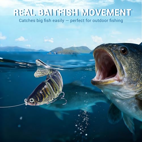 Keenjorika Fishing Lures Multi Jointed Fish Fishing Kits, Slow-Sinking Lifelike Segmented Swimbait Crankbaits, Realistic Swimming Action for Bass, Trout, Pike & Walleye, Freshwater and Saltwater - color: 3 Pack-Style 2