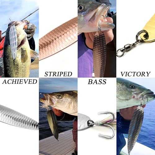 Magnum Flutter Spoon Deep Sea Jigging Fishing Lures, 7.5-9 Inch Large Hard Metal Sinking Trolling Casting Striper Fishing Spoon Baits for Striped Bass, Salmon, Walleye, Saltwater, Freshwater - color: B1 - 7.5" Classic - Gold