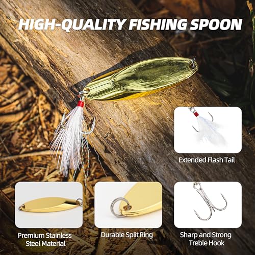 Jigging Spoon Fishing Lures 20/40PCS Kit – Metal Casting Spoon Lure Set with Treble Hooks, Mixed Sizes Spinner Baits for Saltwater & Freshwater Trout, Salmon, Bass - color: Silver, Gold, size: Mixed Size 40PCS