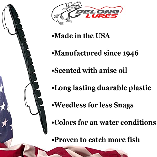 Delong Lures Fishing Lures, Made in America, Pre-Rigged Weedless Bass Lures for Fishing, Segemented Soft Platisc Fishing Bait, Fishing Worm Lure, Fishing Tackle Kit - color: Green Pumpkin