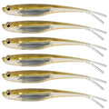 Dr.Fish Soft Plastic Baits, Fork Tail Soft Jerkbait Minnow Lures, 3 to 4-3/4 Inches Soft Swimbaits Jerk Shad Baits Crappie Bass Fishing Lures - color: Olive, size: 4"-5 Pack